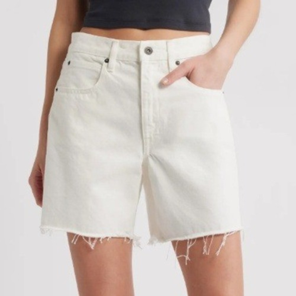 SLVRLAKE Sienna High Rise Cut-Off Denim Shorts White Women Size 24 Casual Summer